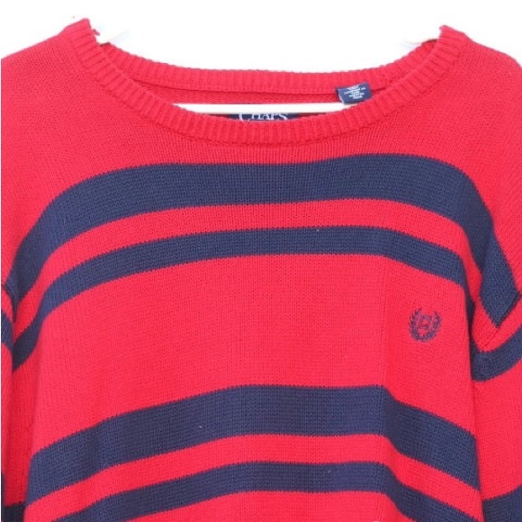 Chaps Striped Waffle Knit Classic Crewneck Long Sleeve Shirt - Picture 3 of 6